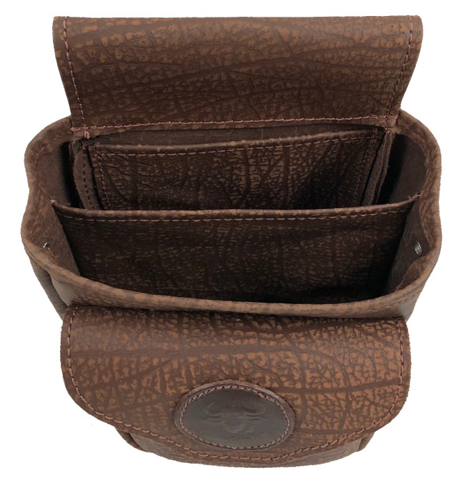 (image for) Brown Cape Buffalo Hide Shotgun Shell Belt Pouch Bag